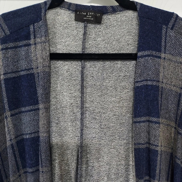 NWOT Lane Bryant Blue & Gray Plaid Short Dolman Sleeve Open Front Cardigan 18/20 - Picture 3 of 10